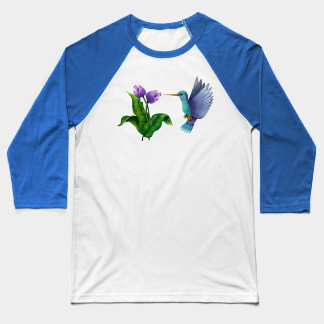 Hummingbird with flowers Baseball T-Shirt by CleanRain3675